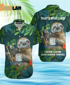 Sloth Coffee That What I Do Green Hawaiian Shirt