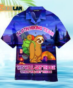 Sloth Hiking Team Night Landscape Hawaiian Shirt
