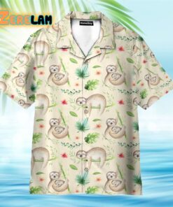 Sloth Leaf Pattern Tropical Hawaiian Shirt