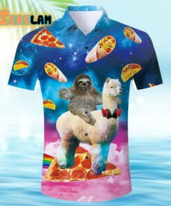 Sloth Riding Llama Funny Hawaiian Shirt