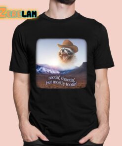 Snazzy Seagull Rootin’ Shootin’ But Mostly Tootin’ Raccoon Cowboy Shirt