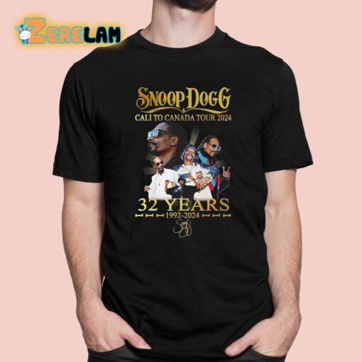 Snoop Dogg Cali To Canada Tour 2024 32 Years 1992-2024 Shirt
