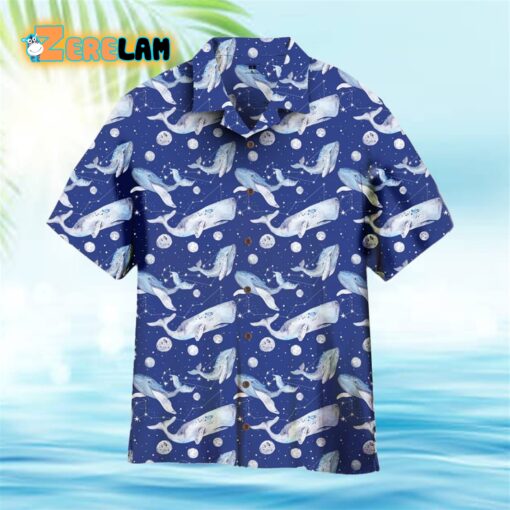 Star Whales On Blue Sea Hawaiian Shirt