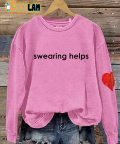 Swearing Helps Heart Print Casual Sweatshirt