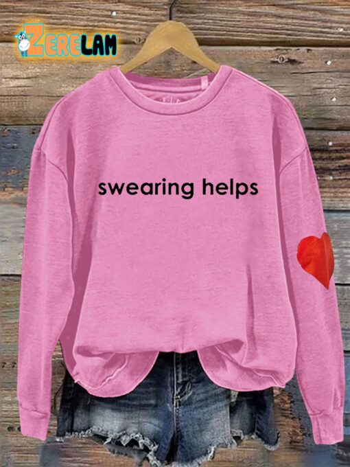 Swearing Helps Heart Print Casual Sweatshirt
