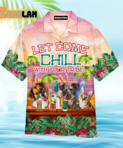 Tiki Hut Cat Lets Come And Chill With Your Tribe Hawaiian Shirt