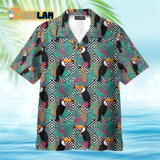 Toco Toucan Tropical Leaves Pattern Hawaiian Shirt