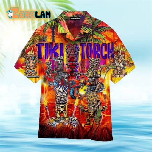 Torches Tiki Tropical Red Hawaiian Shirt