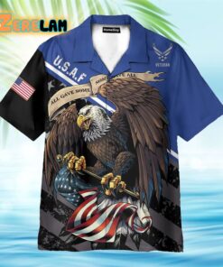 US Air Force Veteran Eagle With Flag Hawaiian Shirt