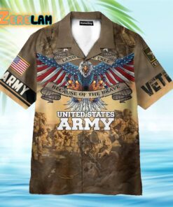 US Army Veteran Land Of The Free Because Of The Brave Hawaiian Shirt