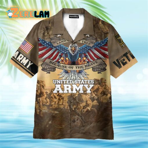 US Army Veteran Land Of The Free Because Of The Brave Hawaiian Shirt