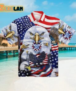 American Eagle US Flag Hawaiian Shirt 1