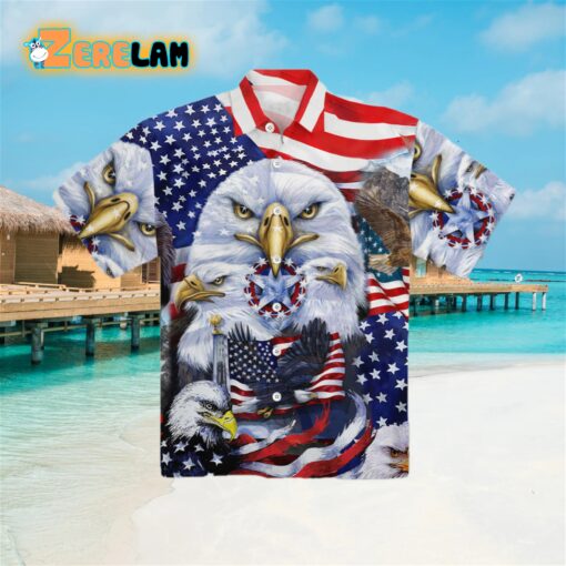 American Eagle US Flag Hawaiian Shirt