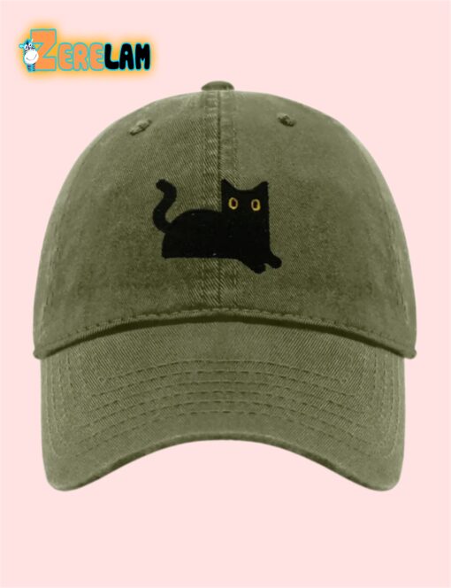 Black Cat Embroidered Baseball Hat