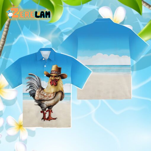 Cowboy Rooster Chest Pocket Hawaiian Shirt