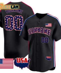 Custom Patriotic Star and Stripes Pattern Baseball Jersey