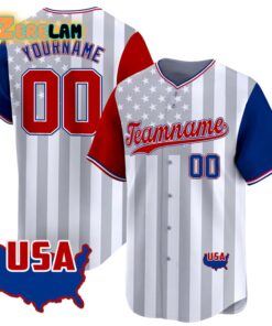 Custom Team Name Patriotic Star and Stripes Pattern Color Baseball Jersey