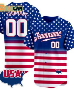 Custom Teamname Patriotic Star and Horizontal Line Pattern Baseball Jersey