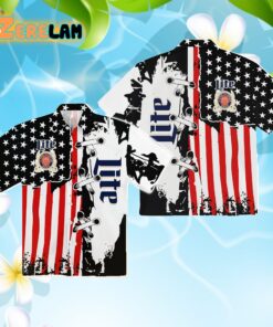 Miller Lite USA Flag Hawaiian Shirt