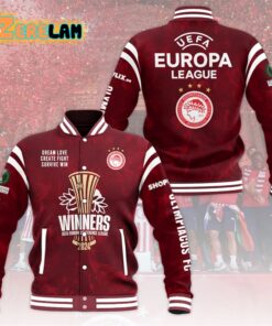 Olympiacos Winners 2024 Europa Conference League Baseball Jacket