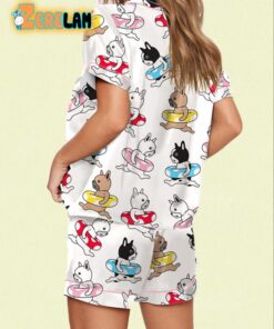 Swimming French Bulldog Satin Pajama Set 4