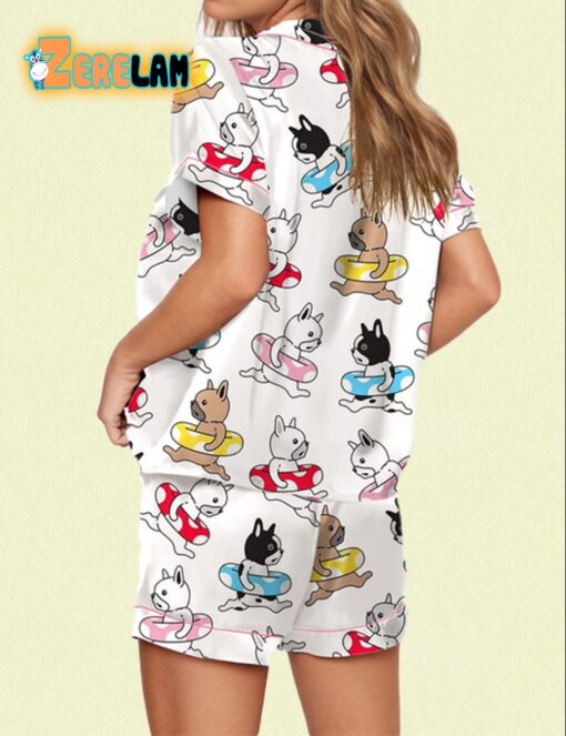 Swimming French Bulldog Satin Pajama Set