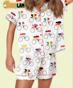 Tour de France Nations Cyclists Satin Pajama Set
