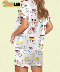 Tour de France Nations Cyclists Satin Pajama Set 2