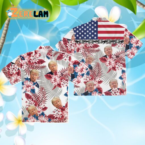 Trump Funny Photo Flower Tropical Floral Hawaiian Shirt