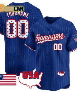USA Custom Patriotic Pinstripe Star Pattern Baseball Jersey