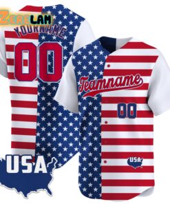 USA Custom Teamname Independence Day Split and Color Baseball Jersey