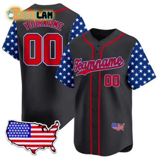 USA Custom Teamname Independence Day Star Pattern Baseball Jersey