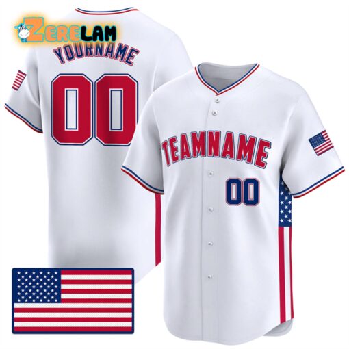 USA Flag Custom Teamname Independence Day Baseball Jersey