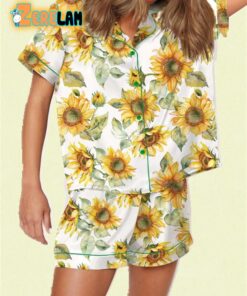 Watercolor Sunflowers Satin Pajama Set